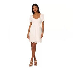 Adrianna Papell White Eyelet Mini Dress